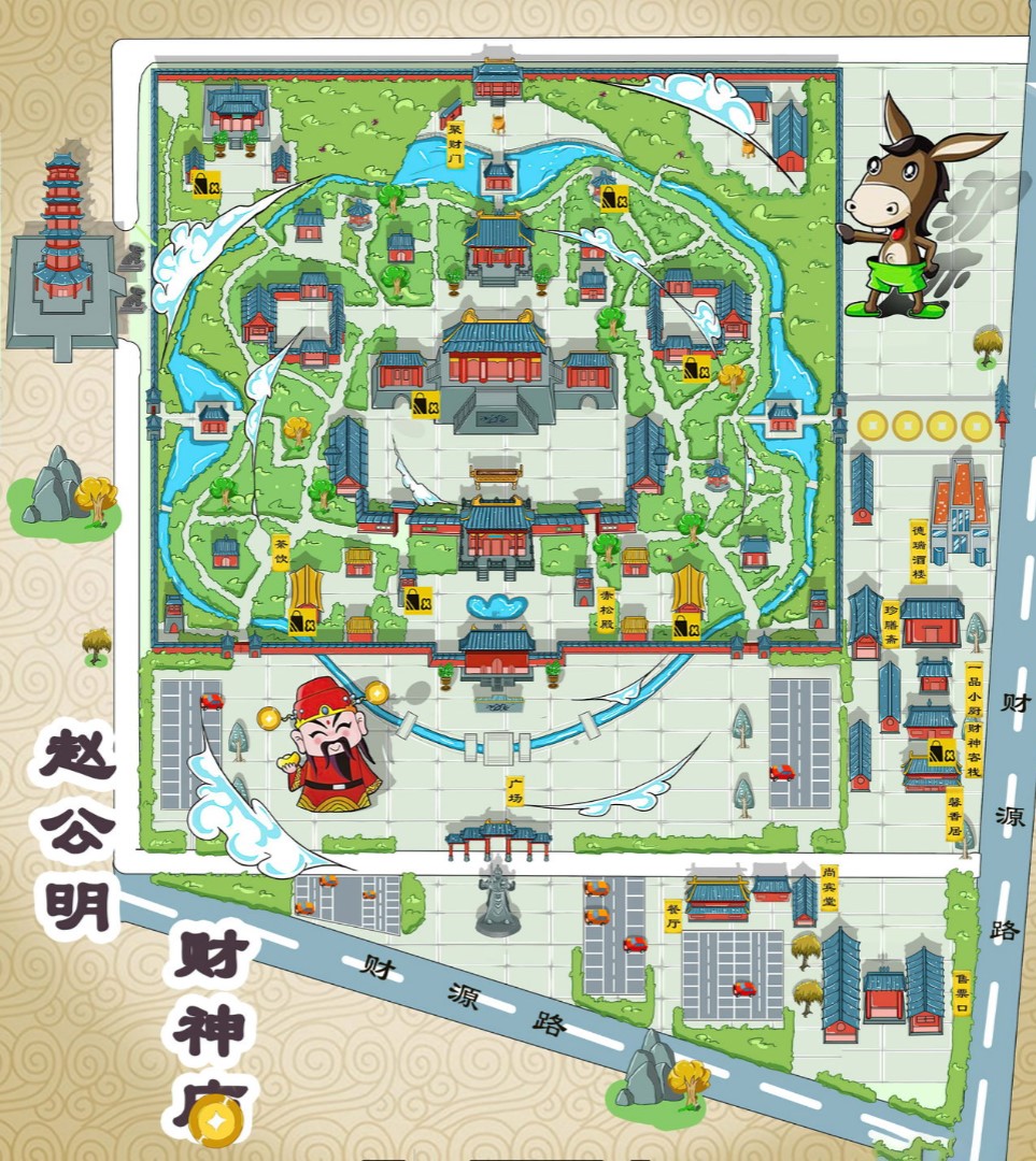徐水寺庙类手绘地图